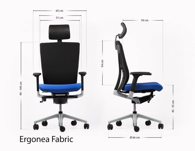 Ergonominen työtuoli ja ergonomisin edullinen toimistotuoli keinumekanismi Ergonea Fabric mitat ja hyvä takuu